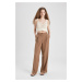 DEFACTO Wide Leg Double Pocket High Waist Linen Blend Trousers