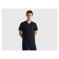 Benetton, V-neck T-shirt In 100% Cotton