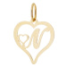 Přívěšek srdce s písmenem N ze žlutého zlata ZZ0486F