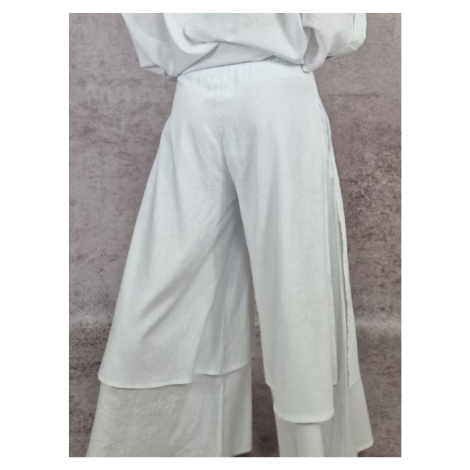 Bílé široké lněné kalhoty MCO