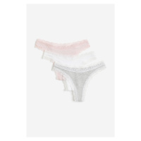 H & M - Bavlněné kalhotky thong 3 kusy - růžová