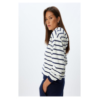 Koton Navy Blue Striped Women's Sweatshirt