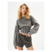 Koton Bodice Detail Faded Effect Crop Sweatshirt Long Sleeve Crew Neck Slim Fit