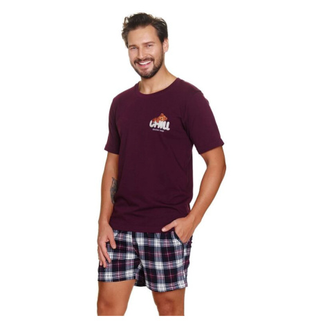Pánské pyžamo Chill teddy vínové dn-nightwear
