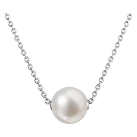 Stříbrný náhrdelník s pevnou bílou říční perlou na řetízku 22047.1