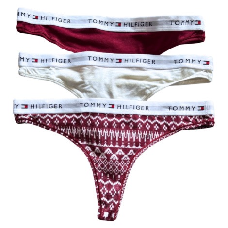 Dámská tanga Tommy Hilfiger UW06134 VÁNOCE 3 ks | červená