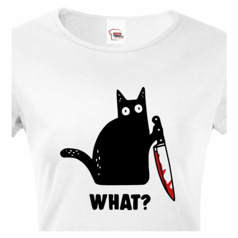 Dámské triko s kočkou What - ideální triko pro milovníky koček BezvaTriko