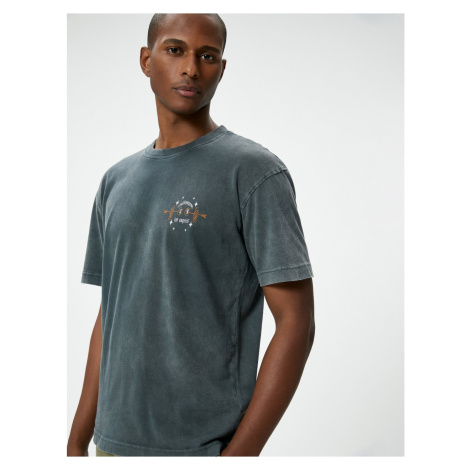 Koton Oversize T-Shirt Back Printed Washed Crew Neck