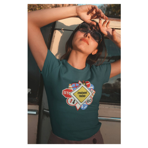 Dámské tričko Značkové tričko Barva: Petrolejová modrá