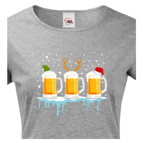 Dámské triko s potiskem Christmas beer - pro pivařky BezvaTriko