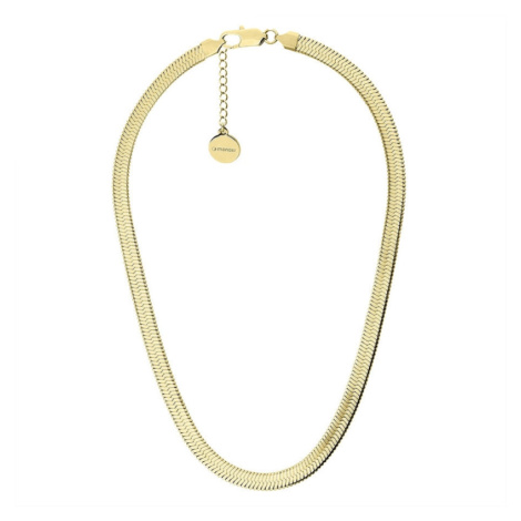 Manoki Ocelový náhrdelník Monica Gold 6.5 mm plochý had, chirurgická ocel WA567G Zlatá 43 cm + 5