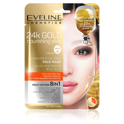 Eveline 24k Gold vyživující pleťová textilní maska 1 ks EVELINE Cosmetics