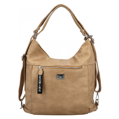 Stylový dámský koženkový kabelko-batoh Stafania, tmavě béžový ROMINA & CO