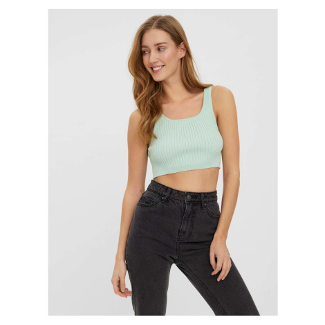 Mentolový žebrovaný crop top VERO MODA Fibly