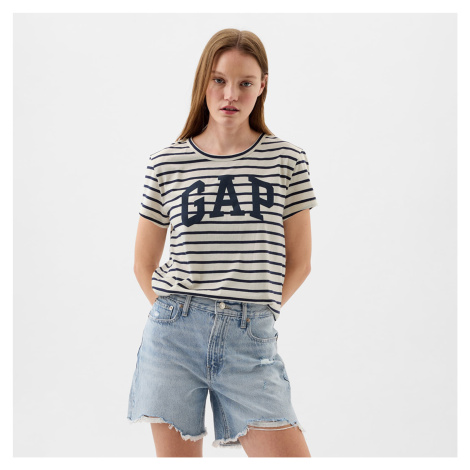 GAP Logo Slub Tee White Black Stripe