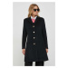 Vlněný kabát Lauren Ralph Lauren černá barva, přechodný
