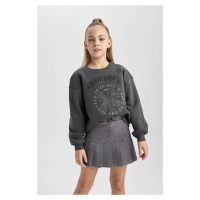 DEFACTO Girl Printed Crew Neck Thick Sweatshirt