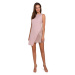 K014 Mini šaty s asymetrickým lemem - krepové růžové