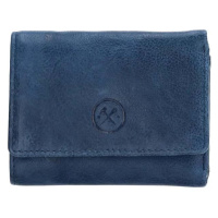 Hide & Stitches Modrá malá kožená peněženka 