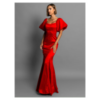 Červené společenské dlouhé šaty GLAMYT na ples