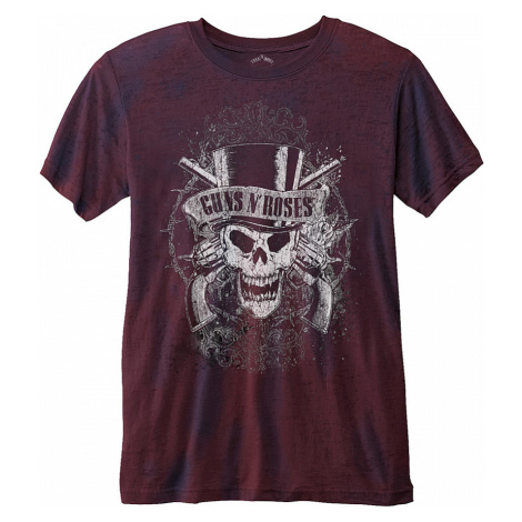 Guns N Roses tričko, Faded Skull Navy Red Burnout, pánské RockOff