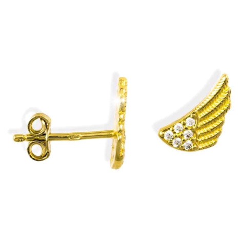 GEMMAX Jewelry Zlaté náušnice Andělská křídla se zářivými zirkony GBEYV-06121