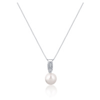 JwL Luxury Pearls Elegantní náhrdelník s pravou perlou a zirkony JL0748 (řetízek, přívěsek)