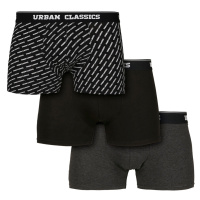 boxerky pánské URBAN CLASSICS - 3-Pack - branding AOP/blac