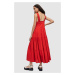 Bavlněné šaty AllSaints červená barva, maxi
