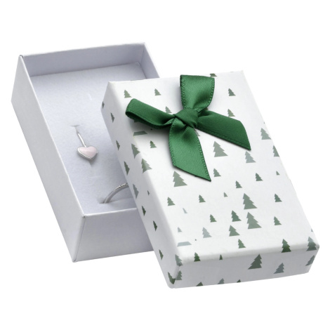 Vánoční dárková krabička na náušnice nebo prsten - zelené stromky, mašle Šperky eshop
