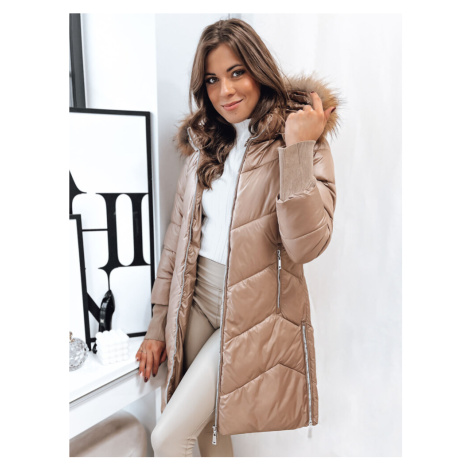 Zimní bunda LAGOON s prošíváním a kožíškem - HNĚDÁ DStreet