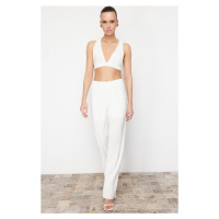 Trendyol White Pleat Lined Stretchy Knitted Trousers