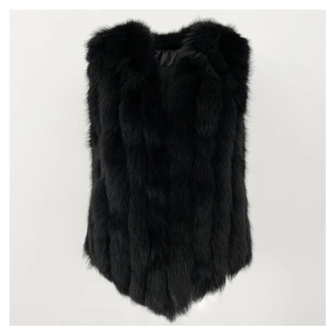 Dámská kožešinová vesta z liščí kožešiny s koženou podšívkou