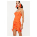 Trendyol Orange Fitted Lined Knitted Corset Detailed Evening Dress