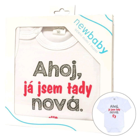 Body s potiskem New Baby Ahoj, já jsem tady nová - dárkové balení