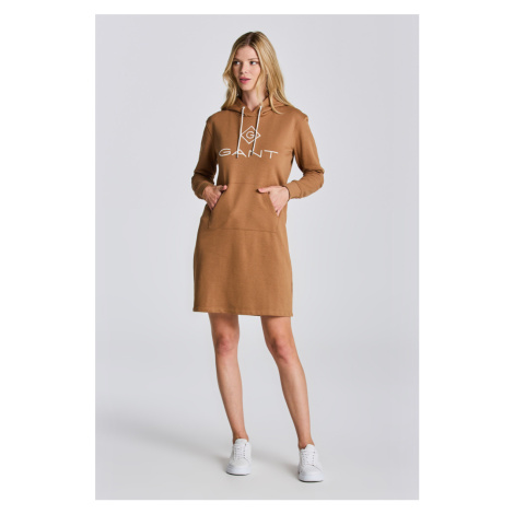 ŠATY GANT LOCK UP HOODIE DRESS hnědá