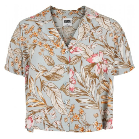 Ladies Viscose Resort Shirt - lightblue hibiscus Urban Classics