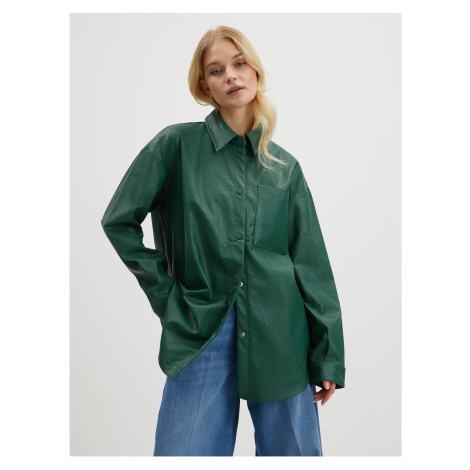 Zelená dámská koženková košile ONLY Mia - Dámské