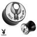 Akrylový sedlový plug do ucha Playboy - Tails You Win, černý - Tloušťka : 8 mm