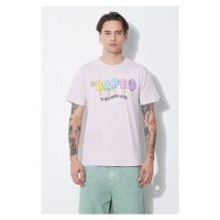 Bavlněné tričko A Bathing Ape Bape Popsicle Tee fialová barva, s potiskem, 1J30110069