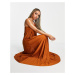 ASOS DESIGN one shoulder scrunch elastic pleated maxi dress in rust-Brown