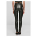 Ladies Mid Waist Synthetic Leather Pants - black