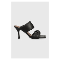 Kožené pantofle Alohas dámské, černá barva, na podpatku, HEWEO1.25