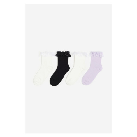 H & M - Ponožky's volánkem 4 páry - bílá H&M