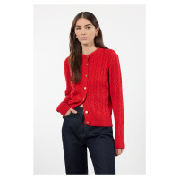 Trendyol Red Premium Yarn/Special Yarn Knit Detailed Jacket-Looking Knitwear Cardigan