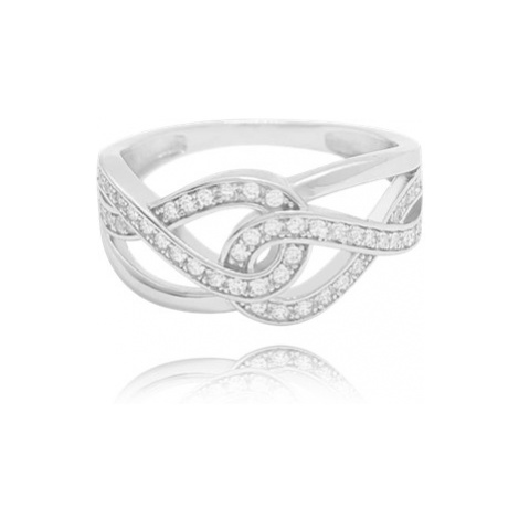 Dámský stříbrný splétaný prsten se zirkony JMAN0141SR