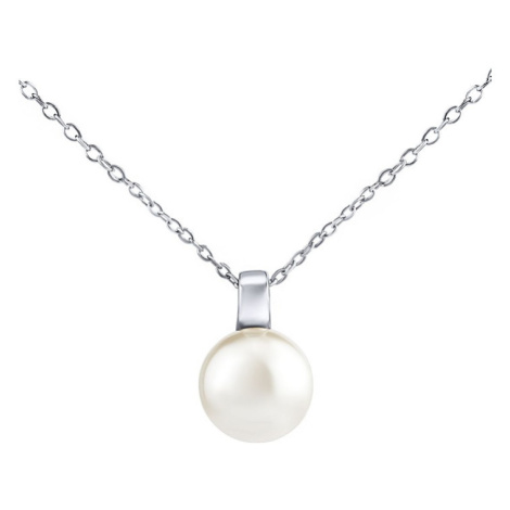 Silvego Stříbrný náhrdelník s bílou perlou Swarovski® Crystals LPS061912PSWW (řetízek, přívěsek)