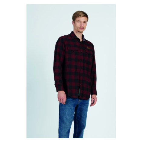 Košile la martina man shirt l/s checked twill červená