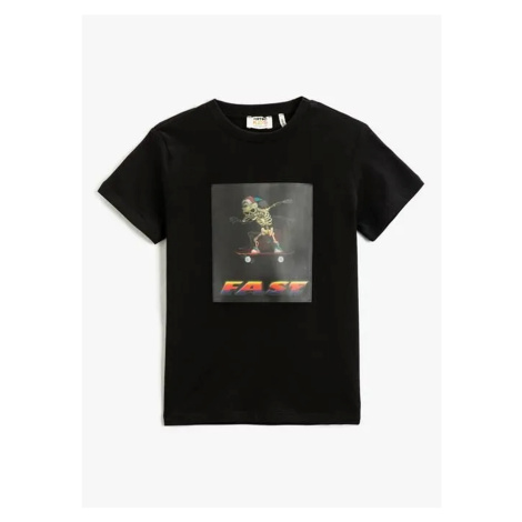 Koton Printed Black Boys' T-shirt 3skb10204tk