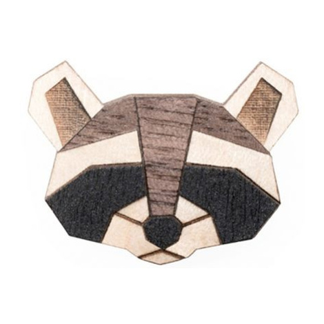 Dřevěná brož Raccoon Brooch BeWooden